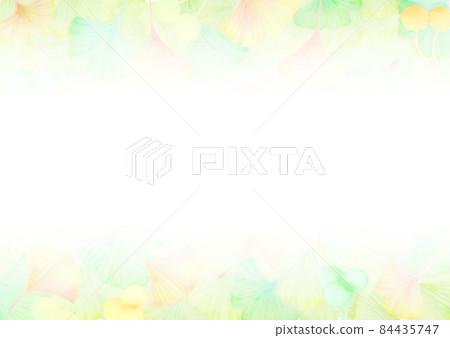 Gradation background material where colorful ginkgo watercolors turn white from top to bottom 84435747