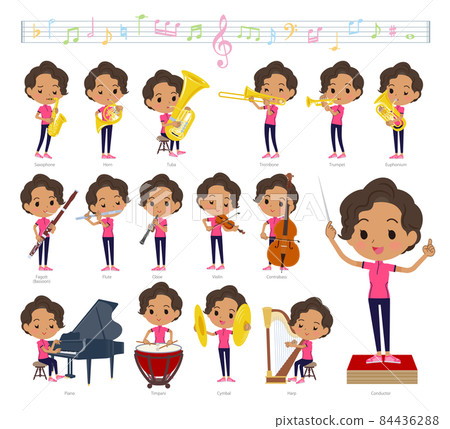 A set of African-American women wearing sportswear for playing classical music 84436288