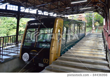 Visit a newly designed cable car at Cable Yase Station in Kyoto City on a clear autumn afternoon 84436998