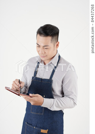 Coffeeshop Owner Ordering Supplies Online 84437268