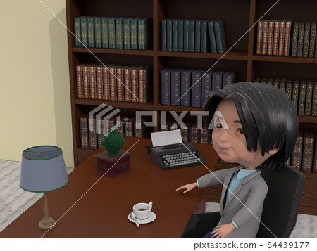 咖啡時間· 書房裡喝咖啡的男人 咖啡時間· 書房裡喝咖啡的男人 84439177