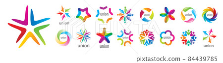 A set of vector logos of a Star on a white background 84439785