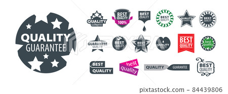 A set of vector logos Guarantee the best quality on a white background 84439806