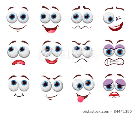 Comic face expressions vector illustrations set 84441390