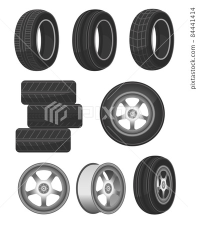Car wheel, disk and tire set 84441414