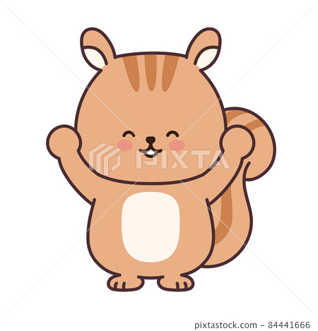 Illustration of a cute squirrel doing a banzai front 84441666