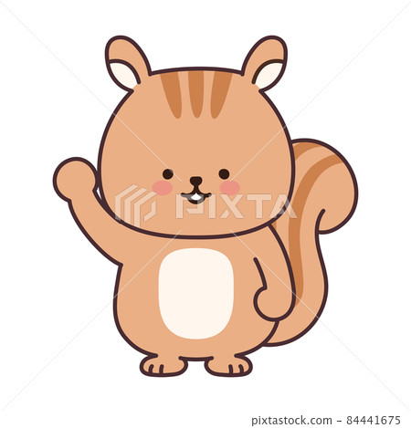 Illustration of a cute squirrel greeting 84441675