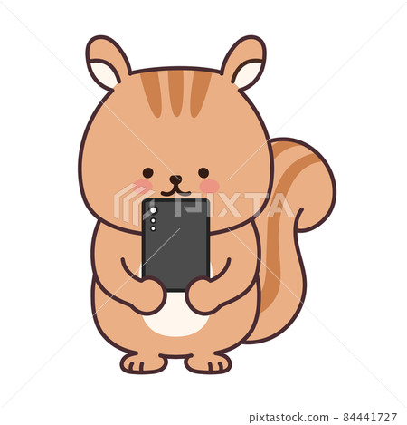 Illustration of a cute squirrel with a smartphone 84441727