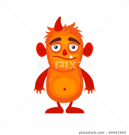 Orange Cartoon Monster on White Background. Vector Orange Cartoon Monster on White Background. Vector 84441944
