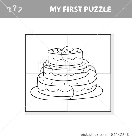 Education paper game for children, sweet cake. My first puzzle. Game for kids Education paper game for children, sweet cake. My first puzzle. Game for kids 84442258