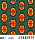 Mid-century bright retro pattern of abstract rainbows 84442686
