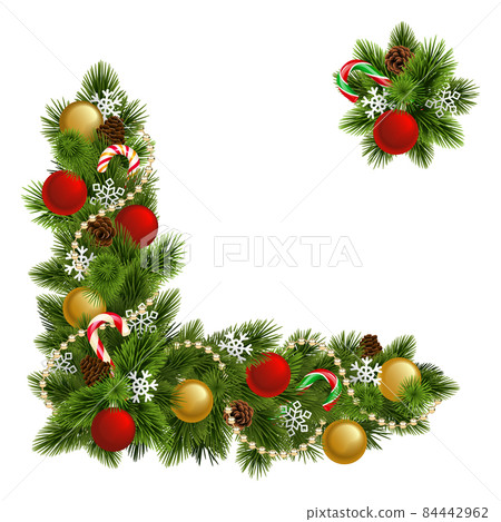 Vector Pine Corner with Lollipops Vector Pine Corner with Lollipops 84442962