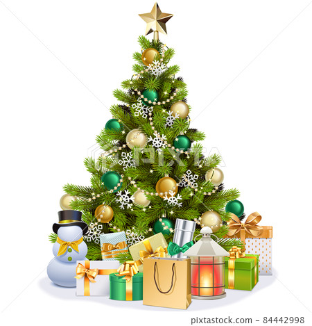 Vector Christmas Tree with Golden Star 84442998