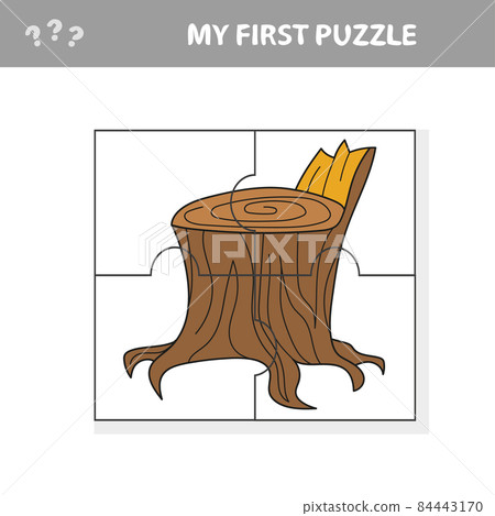 Jigsaw puzzle with stump. Easy puzzle game for kids Jigsaw puzzle with stump. Easy puzzle game for kids 84443170