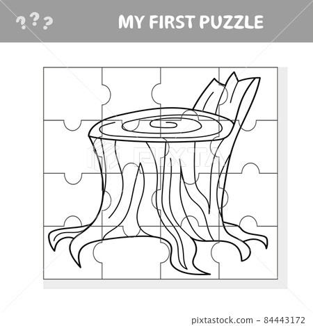 Jigsaw puzzle with stump. Easy puzzle game for kids Jigsaw puzzle with stump. Easy puzzle game for kids 84443172