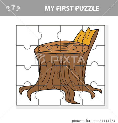Jigsaw puzzle with stump. Easy puzzle game for kids Jigsaw puzzle with stump. Easy puzzle game for kids 84443173