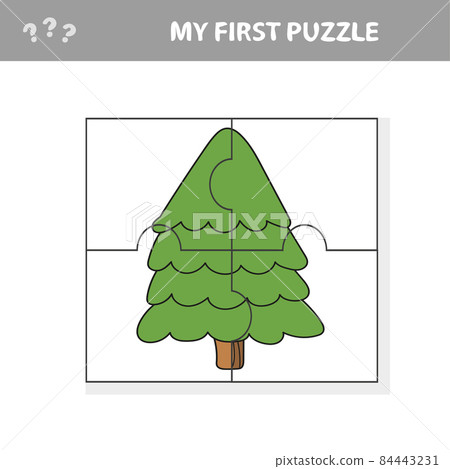 Educational paper game for children, fir-tree. Jigsaw puzzle Educational paper game for children, fir-tree. Jigsaw puzzle 84443231