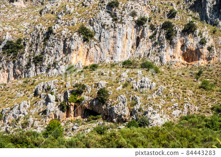 View of Rocca del Crasto near Alcara Li Fusi town in the Nebrodi Park, Sicily 84443283