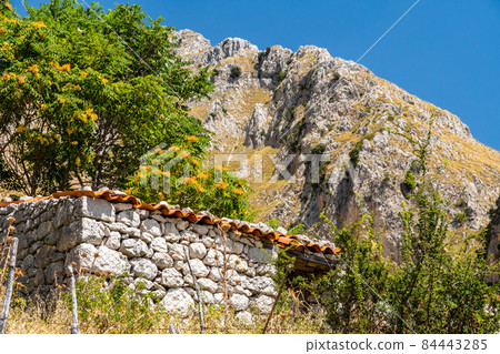 View of Rocca del Crasto near Alcara Li Fusi town in the Nebrodi Park, Sicily View of Rocca del Crasto near Alcara Li Fusi town in the Nebrodi Park, Sicily 84443285