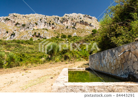 View of Rocca del Crasto near Alcara Li Fusi town in the Nebrodi Park, Sicily 84443291