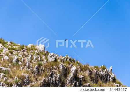 View of Rocca del Crasto near Alcara Li Fusi town in the Nebrodi Park, Sicily View of Rocca del Crasto near Alcara Li Fusi town in the Nebrodi Park, Sicily 84443457