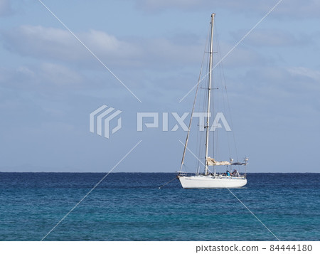 Yacht on waters of Atlantic Ocean at Sal island in Cape Verde 84444180