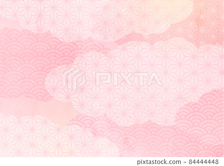 Spring Japanese pattern and pastel vector illustration background of cherry blossoms and clouds Spring Japanese pattern and pastel vector illustration background of cherry blossoms and clouds 84444448