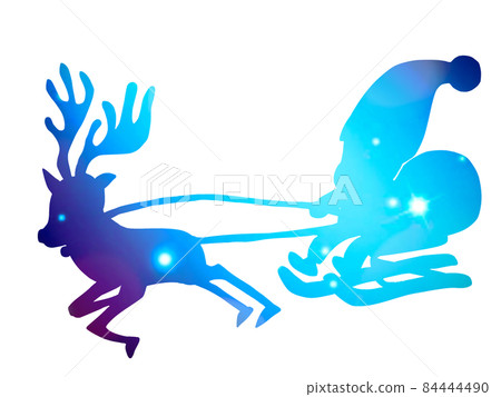 Illustration of Santa Claus riding a reindeer and a sleigh Illustration of Santa Claus riding a reindeer and a sleigh 84444490