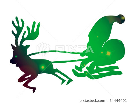 Illustration of Santa Claus riding a reindeer and a sleigh Illustration of Santa Claus riding a reindeer and a sleigh 84444491