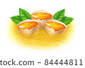 Open eggs on white background. Mixed media illustration 84444811