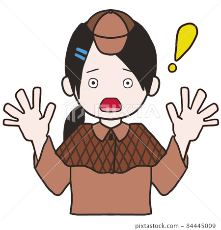 Surprised front-facing young detective (female 1) 84445009