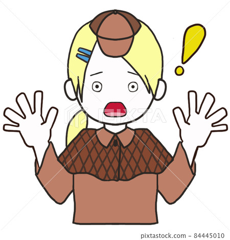 Surprised front-facing young detective (female 2) 84445010