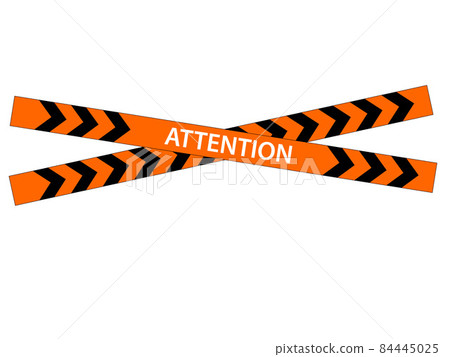 Yellow and black stripes on ribbon. Symbol of dangerous and radioactive substances in industry. Caution tape. Vector Illustration. Yellow and black stripes on ribbon. Symbol of dangerous and radioactive substances in industry. Caution tape. Vector Illustration. 84445025