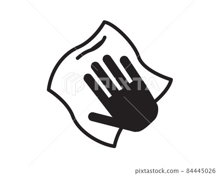 Cleaning icon. The hand cleans the surface with a cloth, a napkin. Protection and care from viruses. Vector icon. Cleaning icon. The hand cleans the surface with a cloth, a napkin. Protection and care from viruses. Vector icon. 84445026