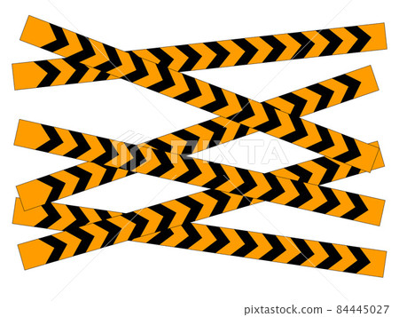 Yellow and black stripes on ribbon. Symbol of dangerous and radioactive substances in industry. Caution tape. Vector Illustration. Yellow and black stripes on ribbon. Symbol of dangerous and radioactive substances in industry. Caution tape. Vector Illustration. 84445027