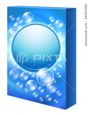 Laundry detergent box mockup. Paper package with foam bubbles Laundry detergent box mockup. Paper package with foam bubbles 84445069
