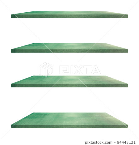 4 old wood shelves table isolated on white background and display montage for product. 4 old wood shelves table isolated on white background and display montage for product. 84445121