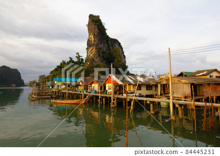 Koh Panyee fisherman village on the water of Phang Nga Bay, Thailand 84445231