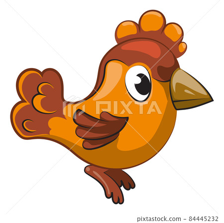 Brown bird with crest. Cute funny cartoon character 84445232