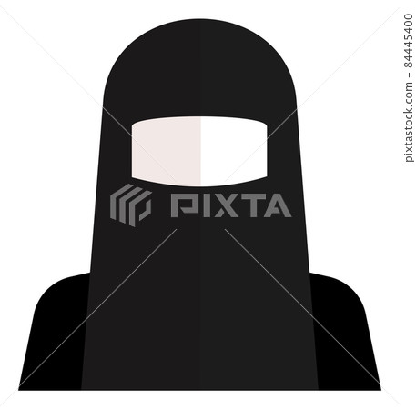 Woman in black niqab icon. Flat islamic female avatar Woman in black niqab icon. Flat islamic female avatar 84445400