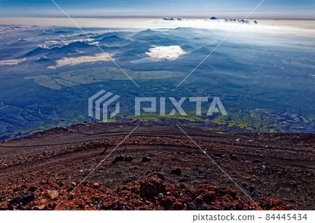 View of Yoshidaguchi mountain trail and Doshi / Yamanakako / Tanzawa from the top of Mt. Fuji 84445434