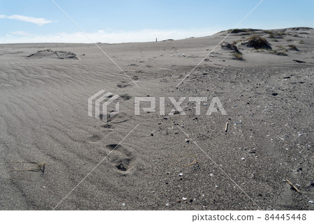 Footprints on the sandy beach Footprints on the sandy beach 84445448