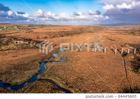 Aerial view of the Owencarrow Railway Viaduct by Creeslough in County Donegal - Ireland 84445605