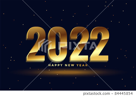 3d style new year 2022 golden shiny greeting... - Stock Illustration ...
