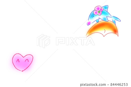 Dolphin with a smile and a crescent moon Dolphin with a smile and a crescent moon 84446253