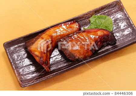 Teriyaki yellowtail, 2 slices, grilled fish, fish dish 84446306