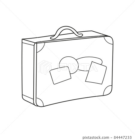 Simple coloring page. Coloring book for children, Suitcase with stickers 84447233