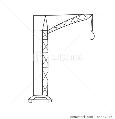 Simple coloring page. Illustration of a crane. Simple coloring page. Illustration of a crane. 84447246