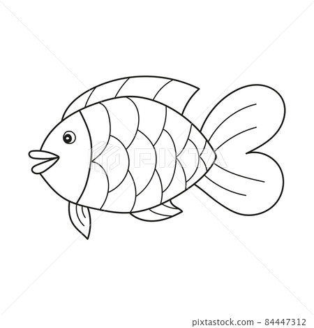 Simple coloring page. Drawing worksheet for preschool kids - Fish 84447312
