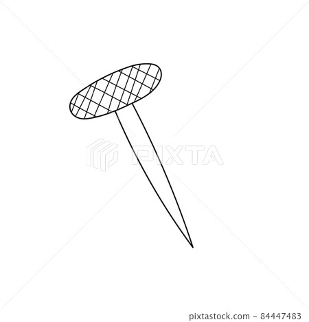 Nail, pin - cartoon vector and illustration, black and white, hand drawn 84447483